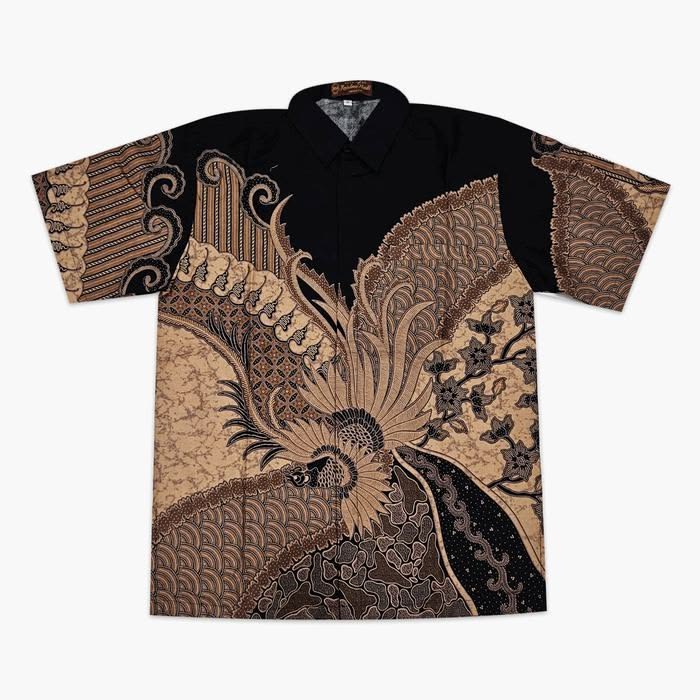Kemeja Batik Pria Lengan Pendek - Onyx Black Klasik Sogan