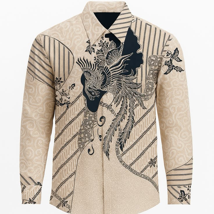 Kemeja Batik Pria Lengan Panjang - Narendra Indigo Sky